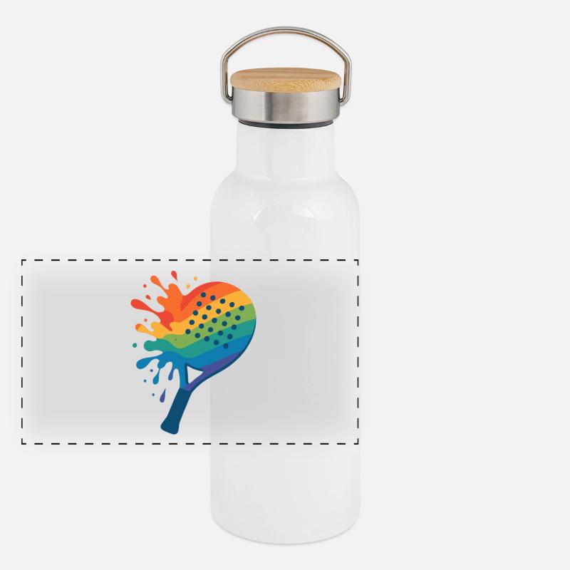Colorful Padel racket Panoramic Thermal Bottle with Bamboo Lid