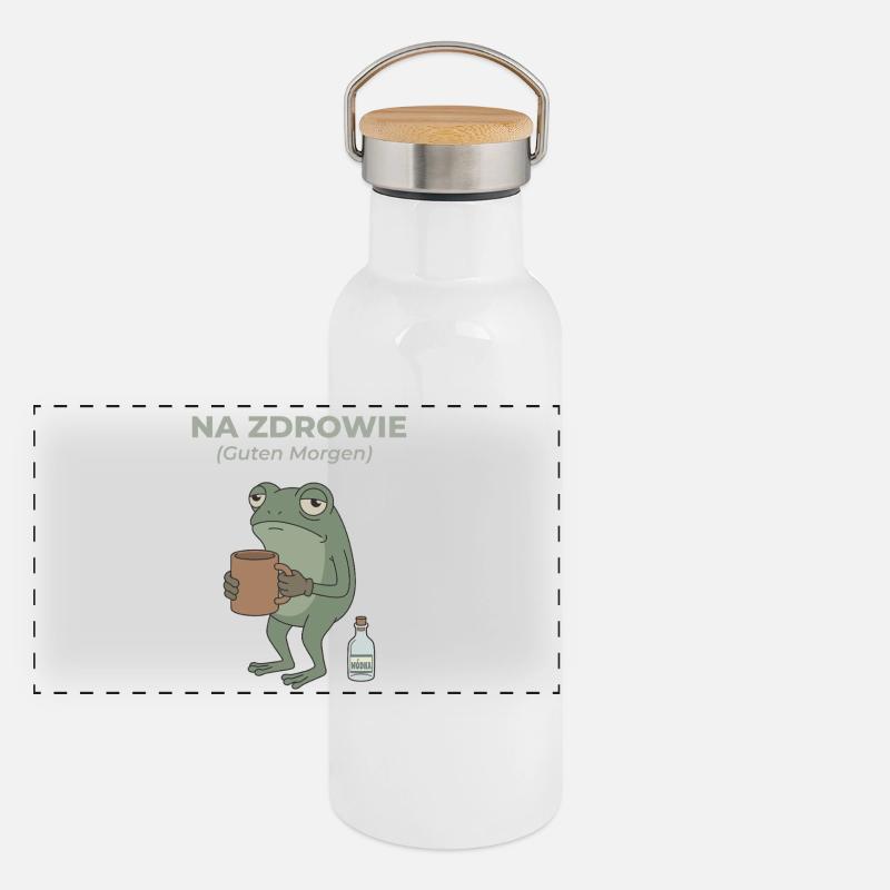 Frosch Na zdrowie Kaffee & Wodka Humor Panorama Thermosflasche mit Bambusdeckel
