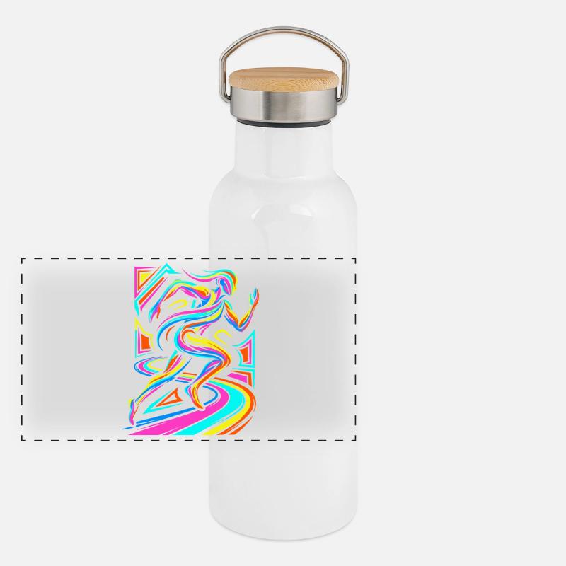 Läufer Panorama Thermosflasche mit Bambusdeckel