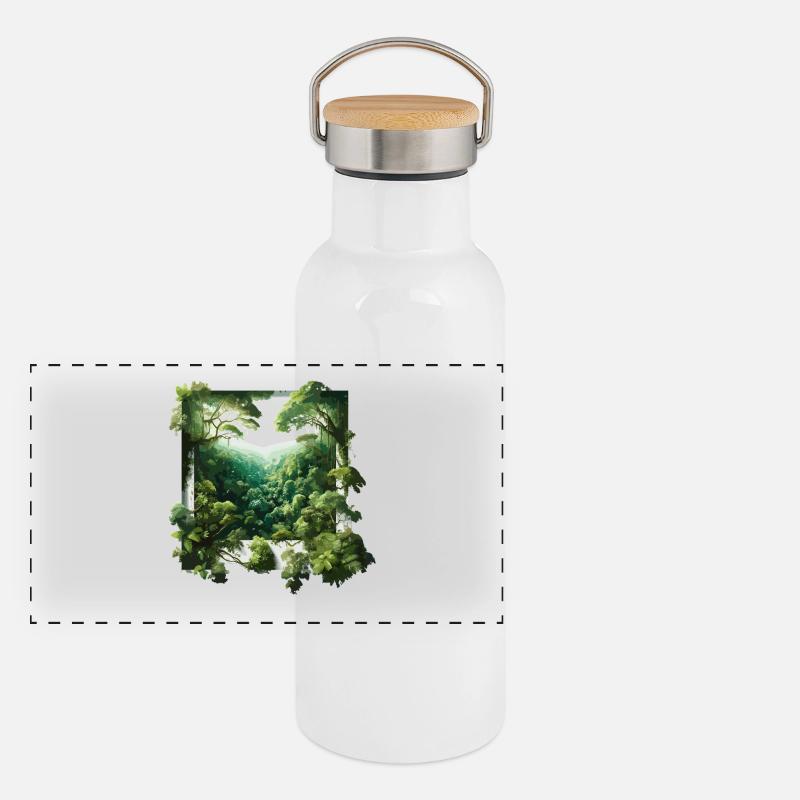 Fenêtre sur le vert de la jungle Gourde isotherme avec bouchon en bambou