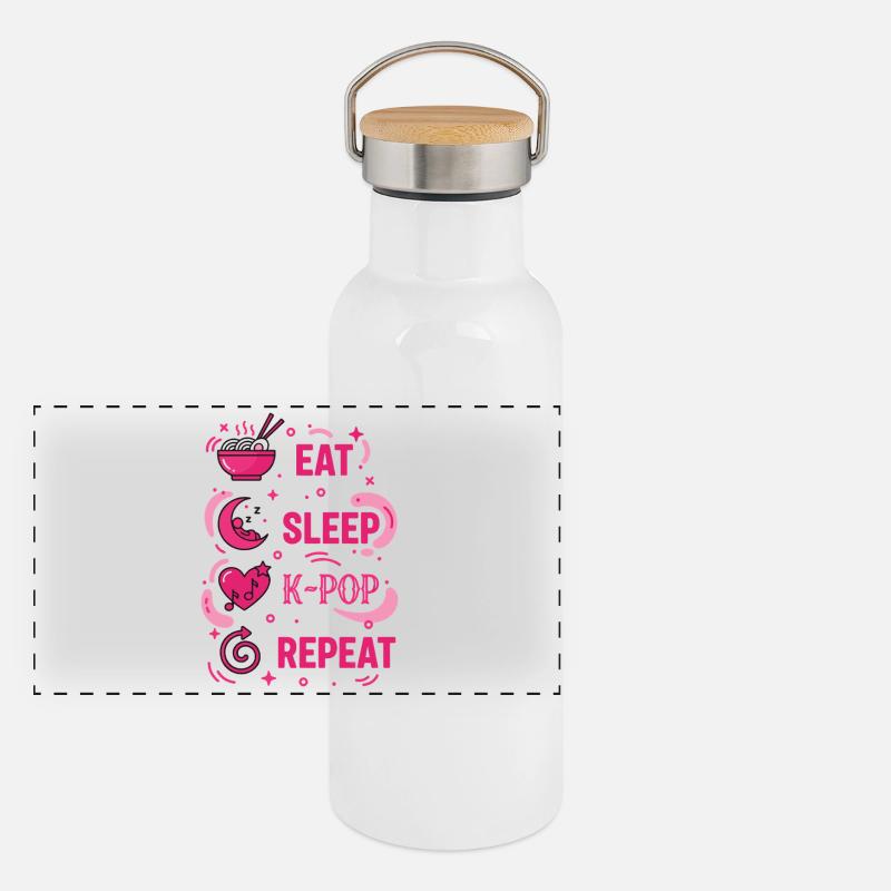 Eat Sleep K-Pop Repeat Korean Music Kpop Love Panoramic Thermal Bottle with Bamboo Lid