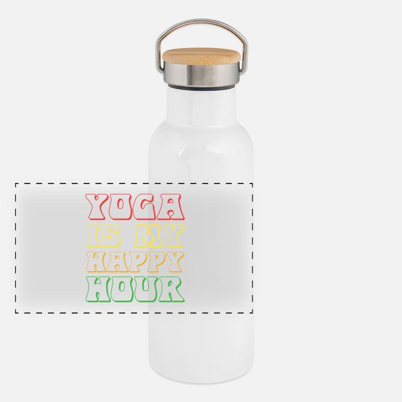 Le yoga est mon heure de l’apéro Gourde isotherme avec bouchon en bambou