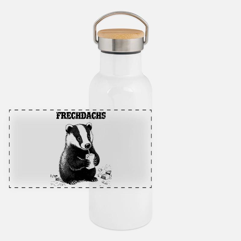 Cheeky Badger with Drink Packet Panoramic Thermal Bottle with Bamboo Lid
