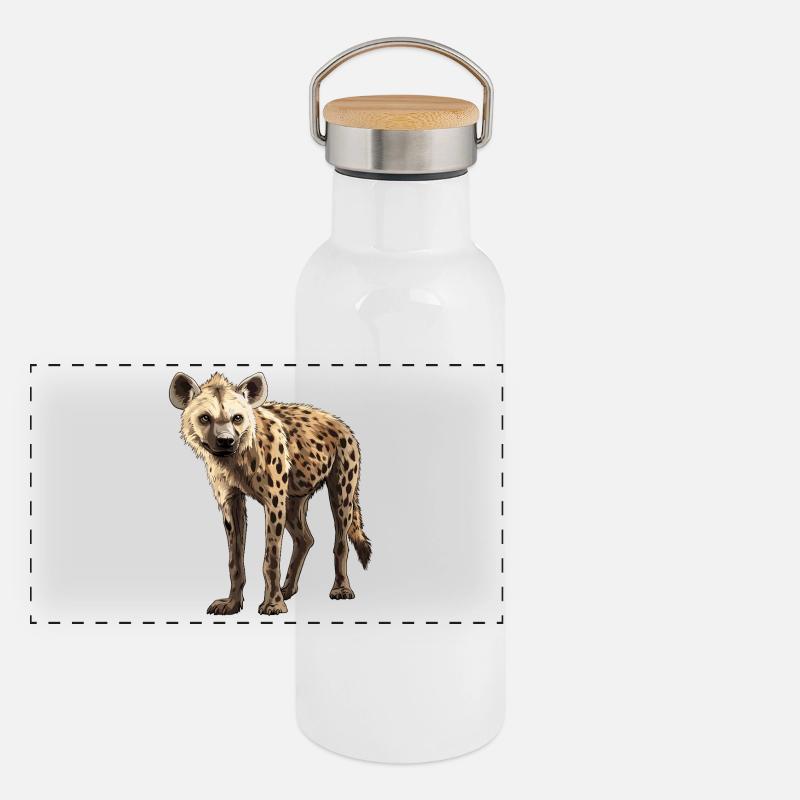 Hyänenblick im Dämmerlicht Panorama Thermosflasche mit Bambusdeckel