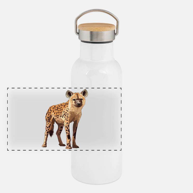 Hyäne Panorama Thermosflasche mit Bambusdeckel
