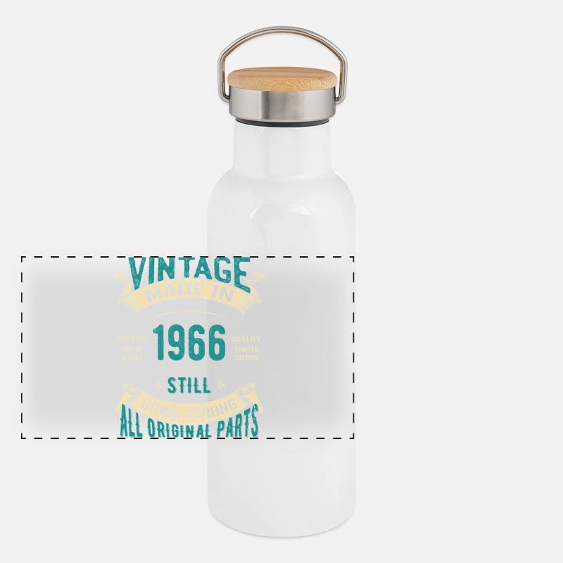 Vintage 1966 Still Going Strong Panoramic Thermal Bottle with Bamboo Lid
