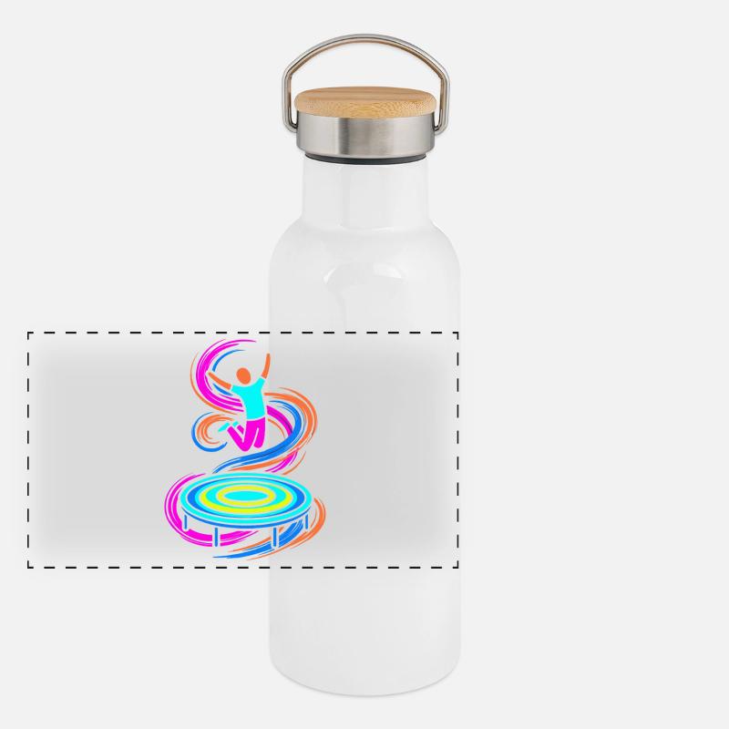 Trampolin Springer Panorama Thermosflasche mit Bambusdeckel