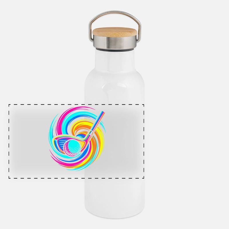 Golfschläger Panorama Thermosflasche mit Bambusdeckel