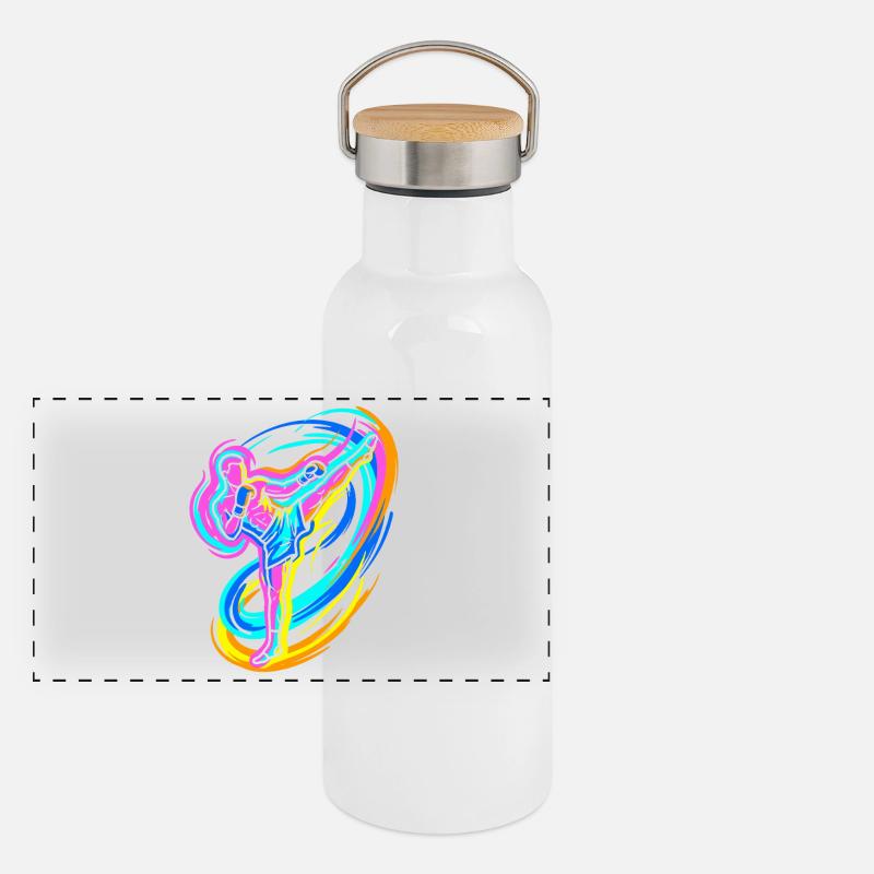 Kickboxer Panorama Thermosflasche mit Bambusdeckel