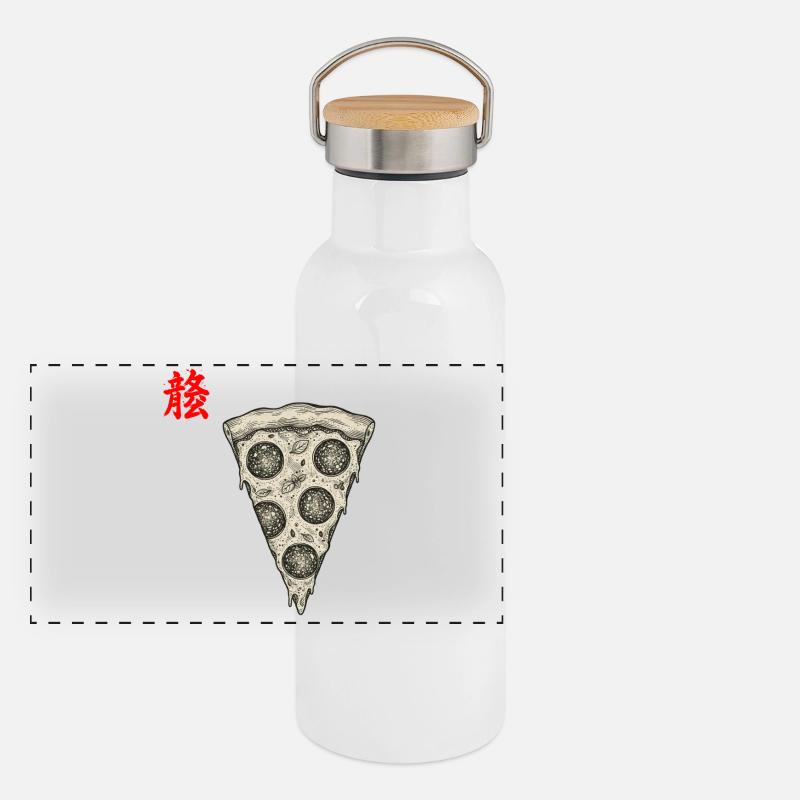 Pizza Asiatisch Panorama Thermosflasche mit Bambusdeckel