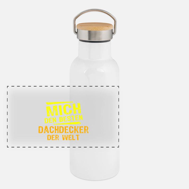 Dachdecker Geschenk Panorama Thermosflasche mit Bambusdeckel
