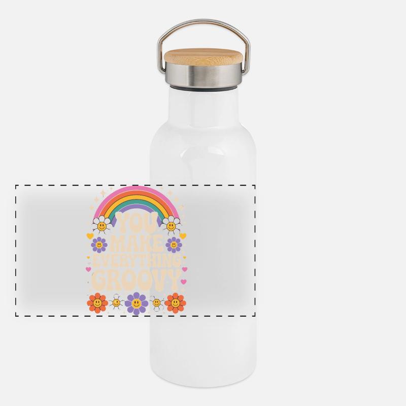 Vous rendez tout cool - Retro Rainbow Gourde isotherme avec bouchon en bambou