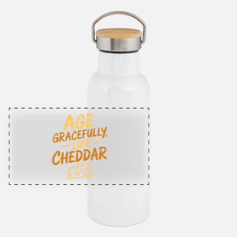 How to Mature Cheddar | Cheese Humor Panoramic Thermal Bottle with Bamboo Lid