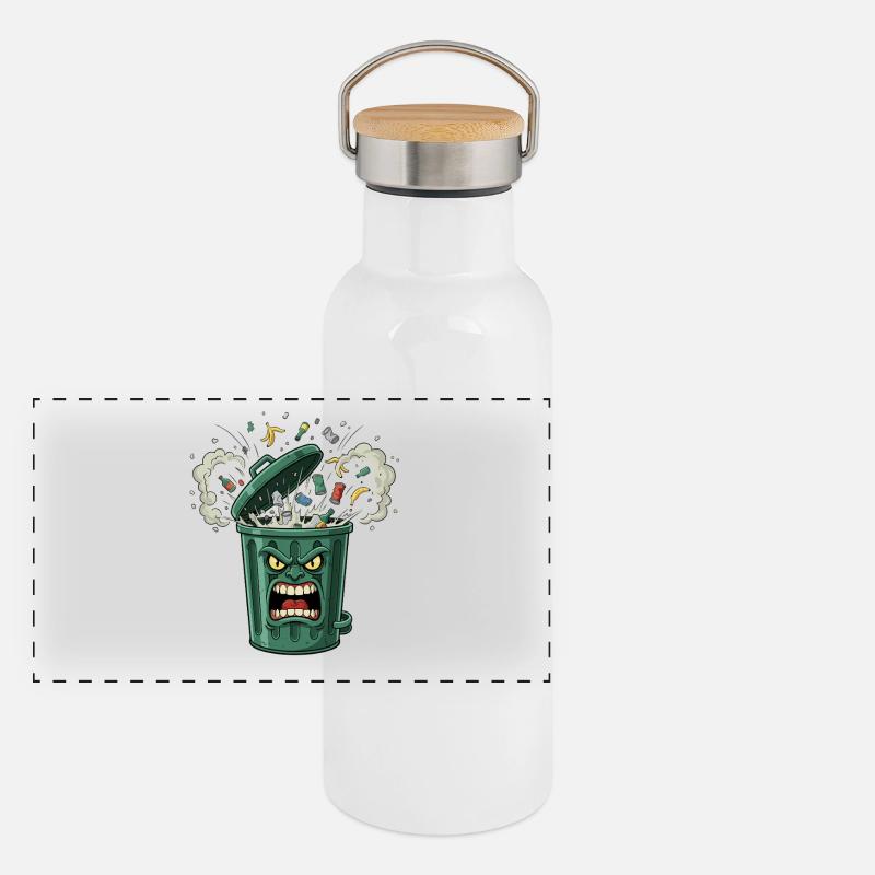 Angry Trash Can Chaos Panoramic Thermal Bottle with Bamboo Lid