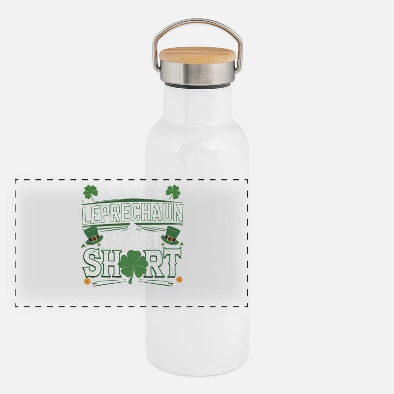 Ich bin kein Leprechaun, ich bin nur klein Panorama Thermosflasche mit Bambusdeckel