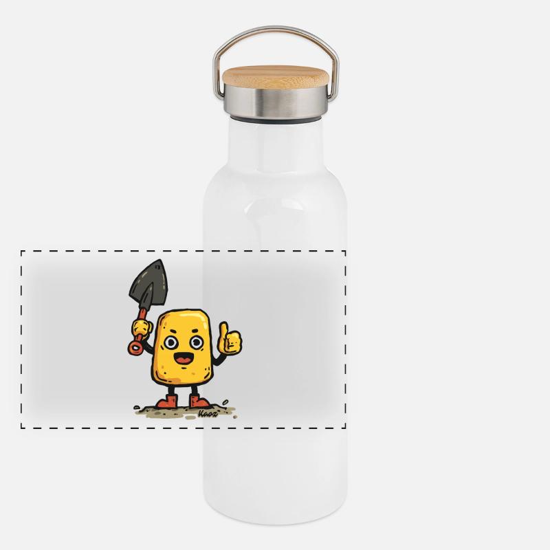 Petit gars avec la pelle Gourde isotherme avec bouchon en bambou