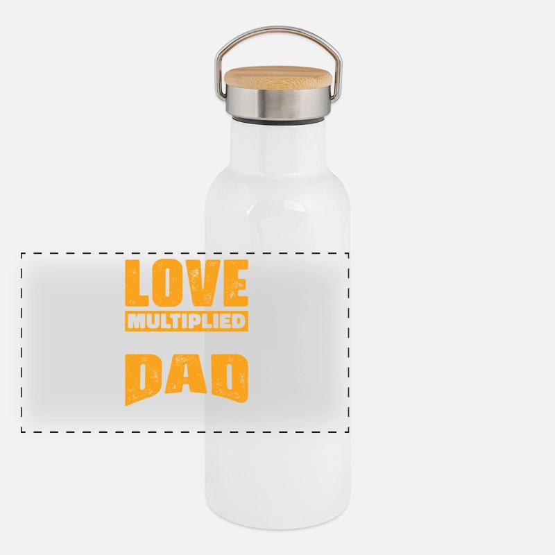 Papa Vater von drei Mädchen Töchtern Panorama Thermosflasche mit Bambusdeckel