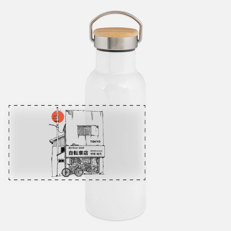 Boutique de vélos de Tokyo Gourde isotherme avec bouchon en bambou