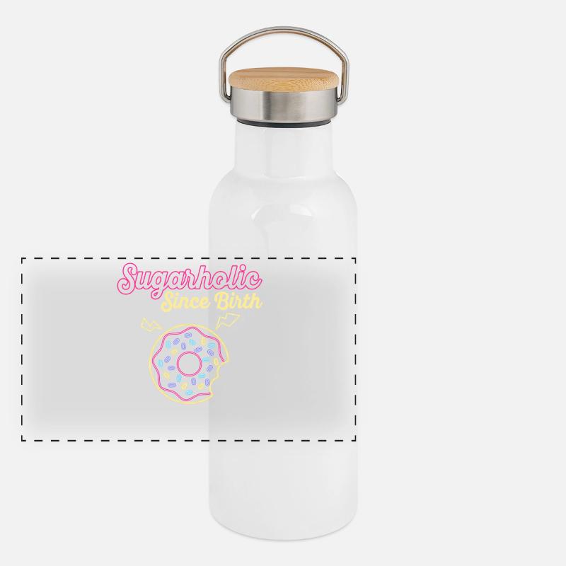 Neon Sugar Donut seit Geburt Panorama Thermosflasche mit Bambusdeckel