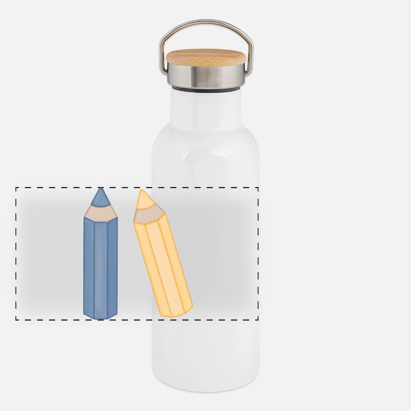 Illustration Duo de crayons de couleur Crayons de couleur Gourde isotherme avec bouchon en bambou