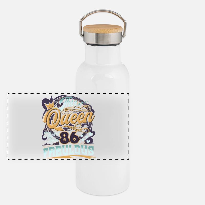 86th Birthday Queen Panoramic Thermal Bottle with Bamboo Lid