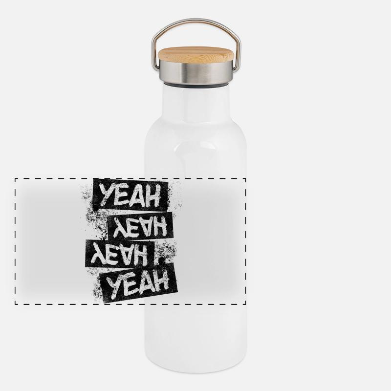 Grunge Yeah Rock Punk Distressed Text Graphic Gourde isotherme avec bouchon en bambou