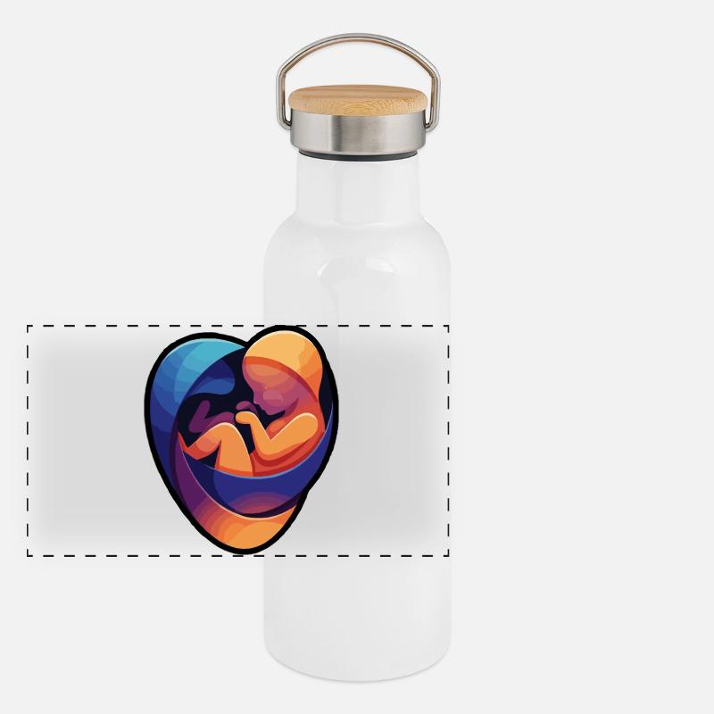 Bunte fetale Umarmung Panorama Thermosflasche mit Bambusdeckel