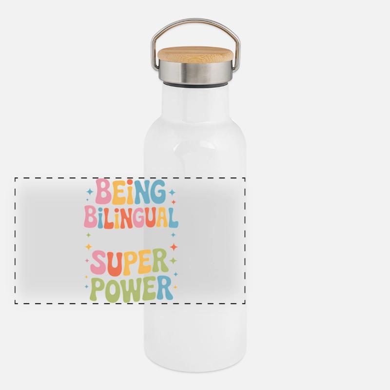 Foreign Language Sayings Funny Foreign Language Gift Panoramic Thermal Bottle with Bamboo Lid