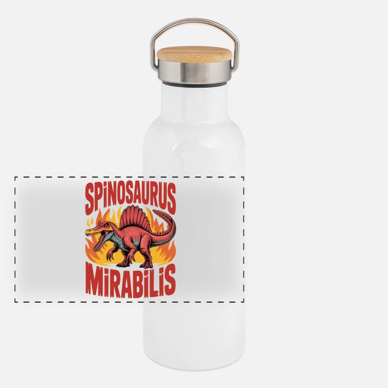 Neue Spinosaurus Mirabilis 2026 Entdeckung Panorama Thermosflasche mit Bambusdeckel
