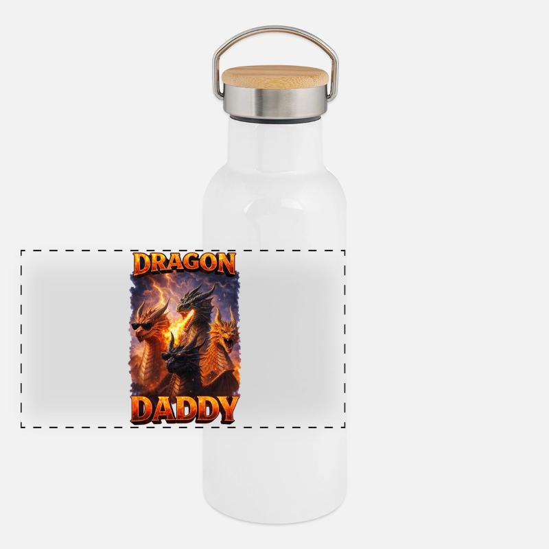 Feuerdrachen Daddy Panorama Thermosflasche mit Bambusdeckel
