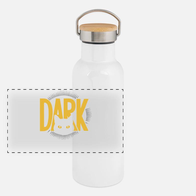 DARK Cat Eyes Minimal Design Panoramic Thermal Bottle with Bamboo Lid