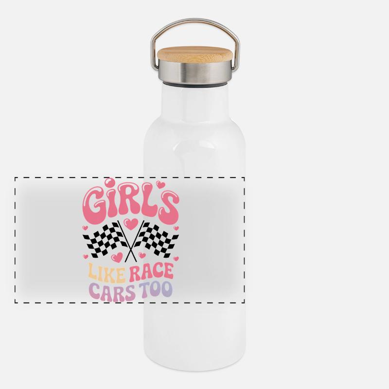 Cadeau de voitures de course de filles Gourde isotherme avec bouchon en bambou
