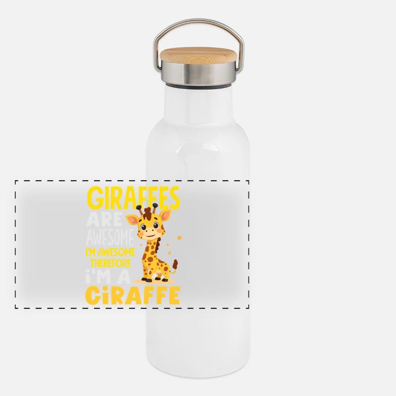Giraffen sind toll also bin ich Giraffe Panorama Thermosflasche mit Bambusdeckel