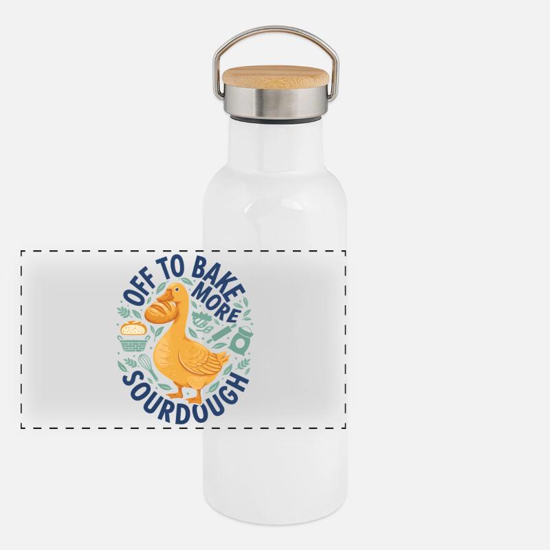 Sourdough Off To Bake More Sourdough Bread Baking Panorama Thermosflasche mit Bambusdeckel