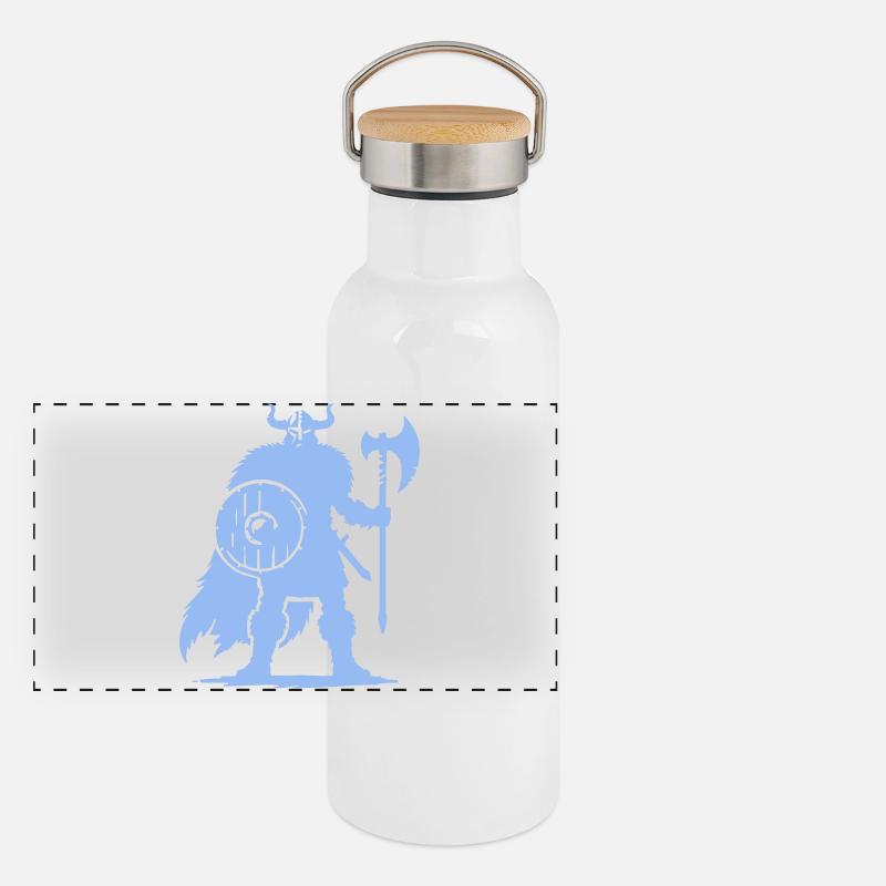 Guerrier viking avec hache et bouclier Gourde isotherme avec bouchon en bambou