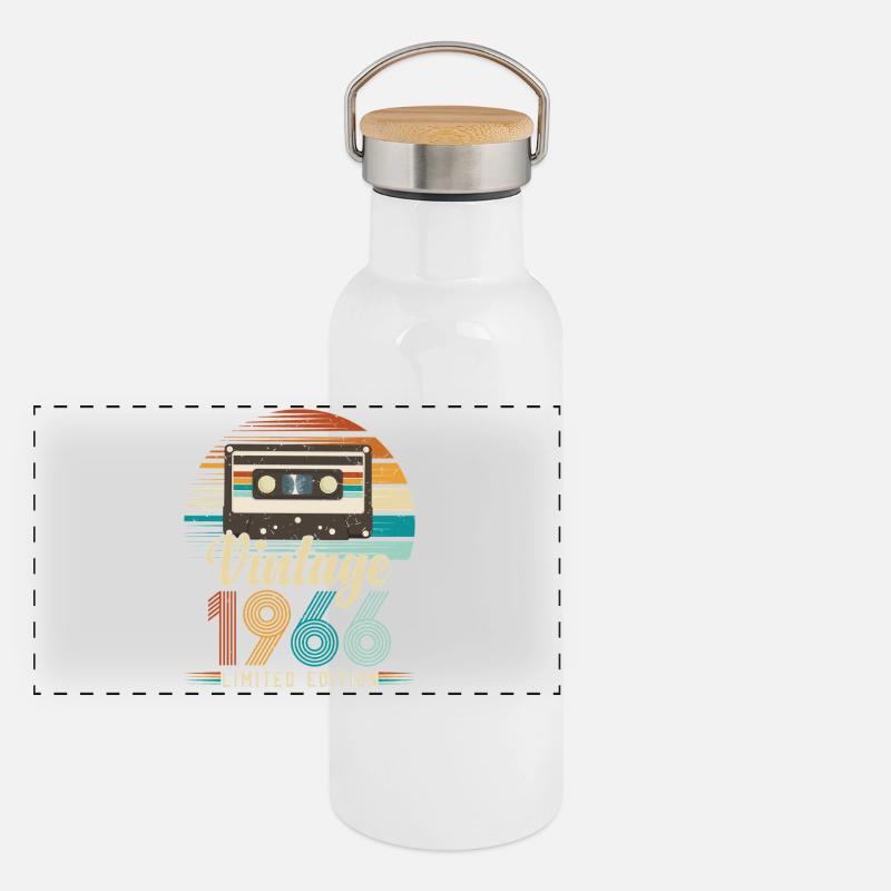 60-jähriges Jubiläum 1966 Geburtstagsgeschenk Panorama Thermosflasche mit Bambusdeckel