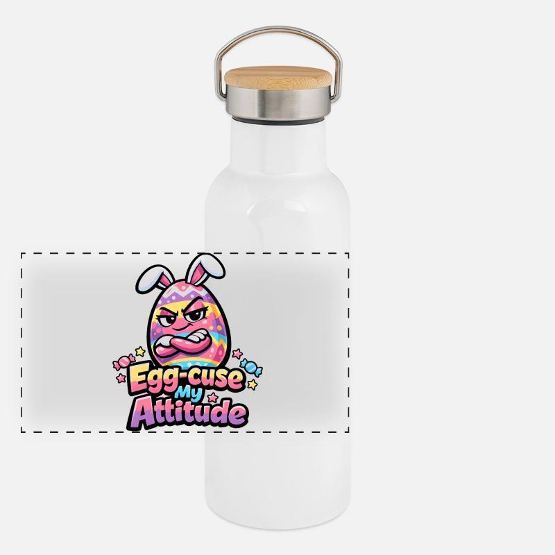 Egg-Cuse My Attitude Easter Panoramic Thermal Bottle with Bamboo Lid