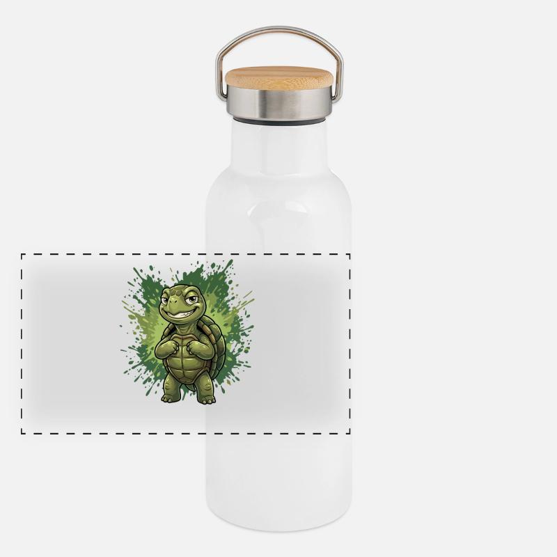 Héros Tortue Courageuse Gourde isotherme avec bouchon en bambou