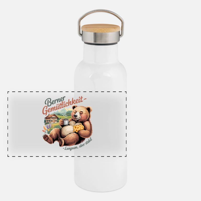  Berner Gemütlichkeit Langsam aber stabil Lustiger Panorama Thermosflasche mit Bambusdeckel