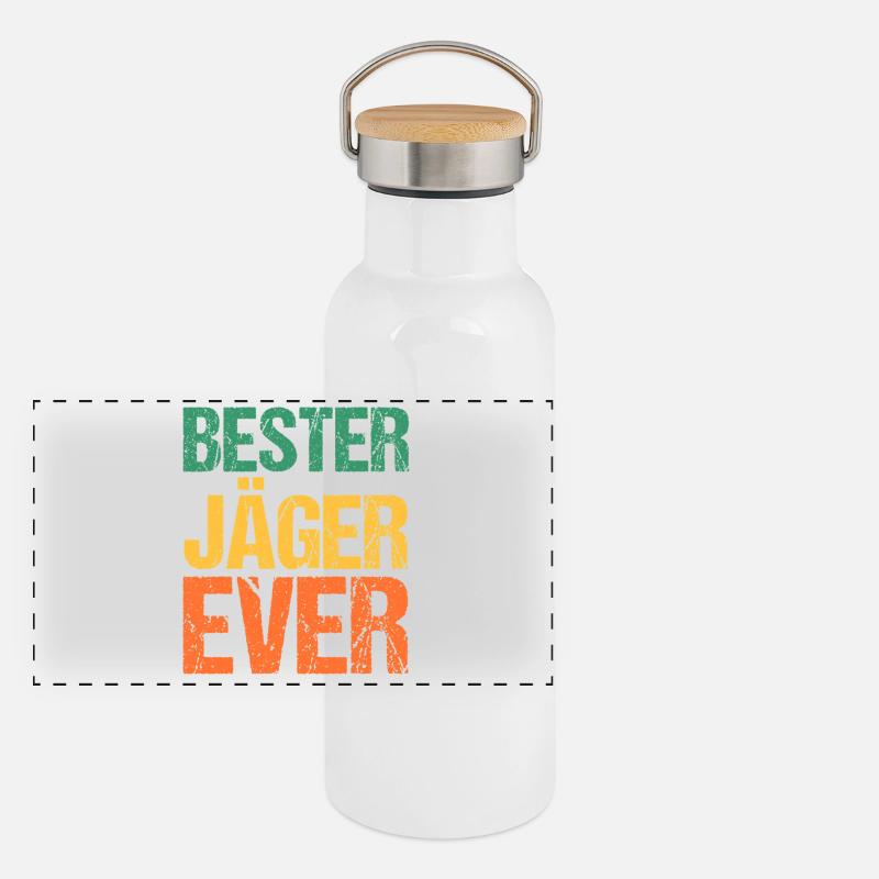 Jagd Jagen Waidmann Jäger Panorama Thermosflasche mit Bambusdeckel