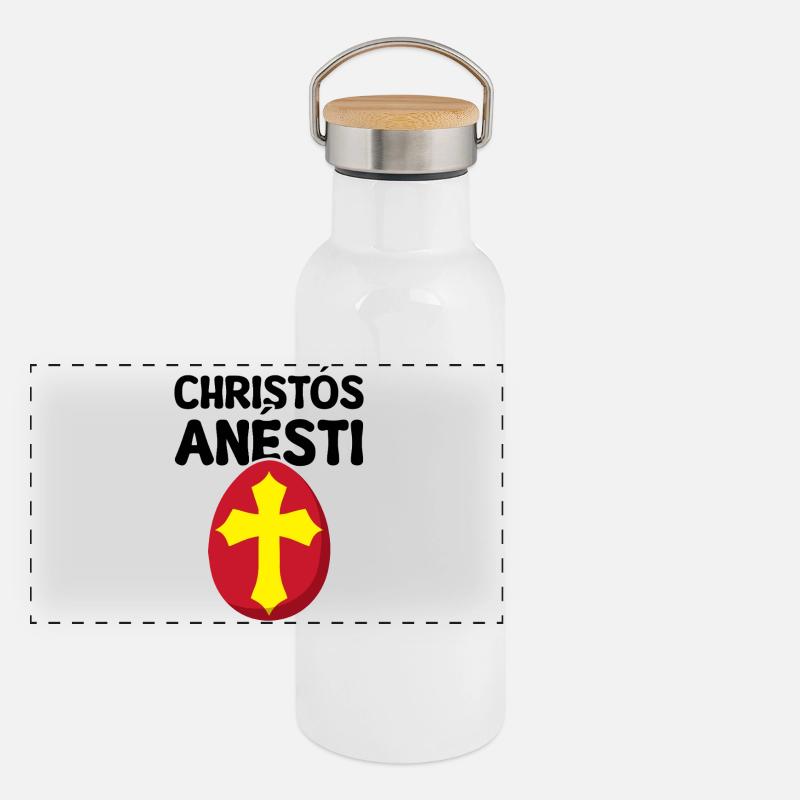 Greek Easter Christos Anesti Orthodox Easter Panoramic Thermal Bottle with Bamboo Lid