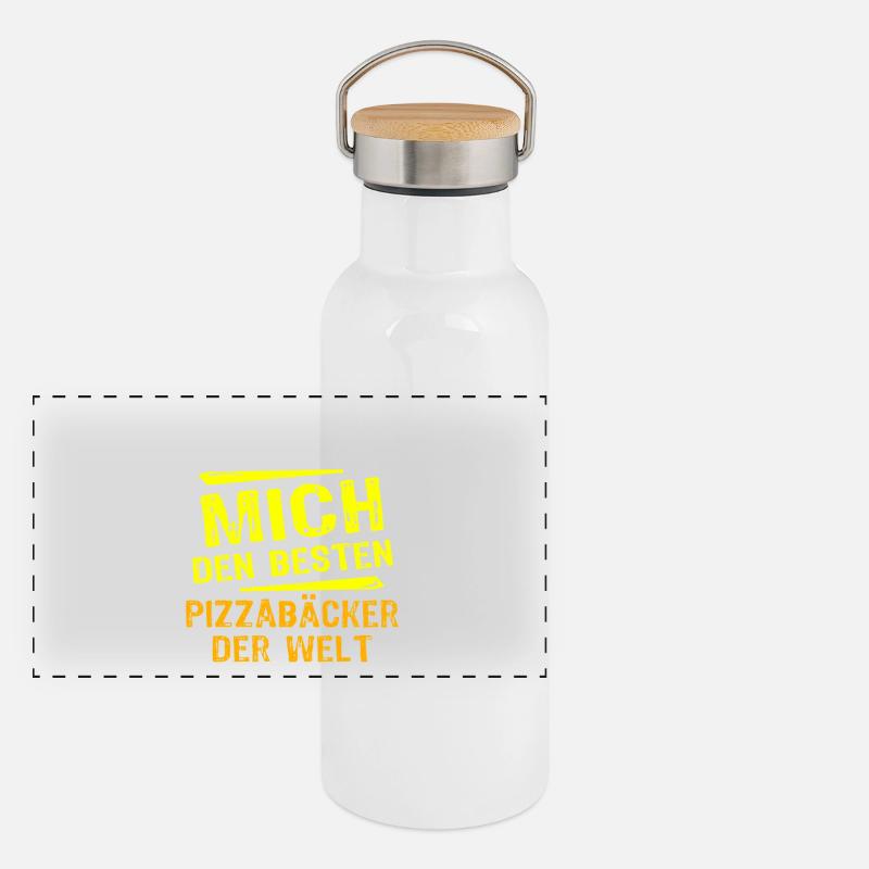 Pizzabäcker Geschenk Panorama Thermosflasche mit Bambusdeckel