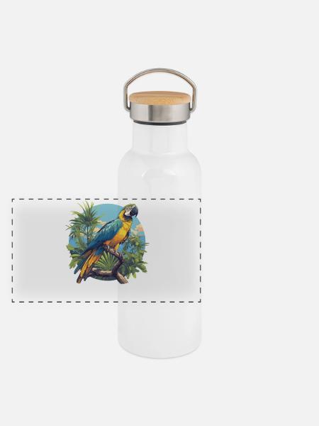 L’ère de l’ara - Gourde isotherme avec bouchon en bambou - blanc - Devant