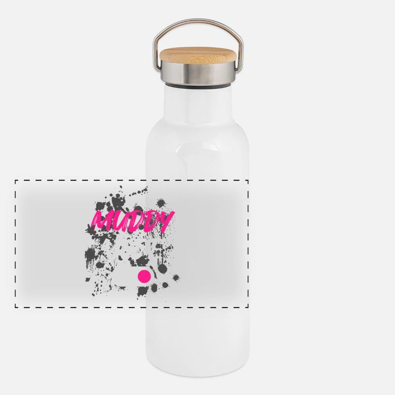 Mode boueux lors de la course boueuse Schlammlauf Run Muddy Gourde isotherme avec bouchon en bambou