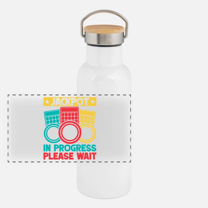 Bingo Game Jackpot In Progress Please Wait Bingo Panorama Thermosflasche mit Bambusdeckel