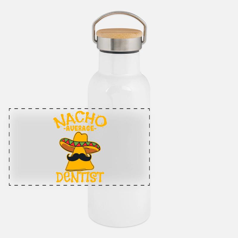 Nacho Durchschnittlicher Zahnarzt Panorama Thermosflasche mit Bambusdeckel
