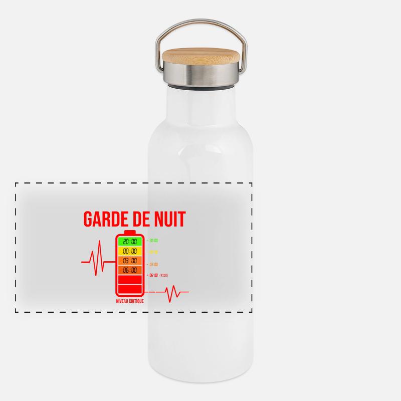 Garde de Nuit Batterie Faible Infirmière Gourde isotherme avec bouchon en bambou