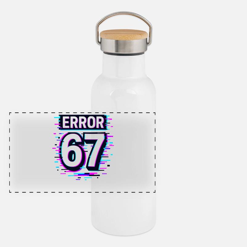 Idée de cadeau Error 67 Six Seven Glitch Cyber Meme Gourde isotherme avec bouchon en bambou
