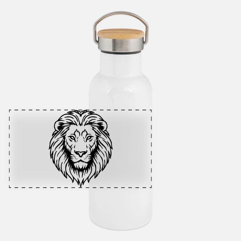 lion illustration Panoramic Thermal Bottle with Bamboo Lid