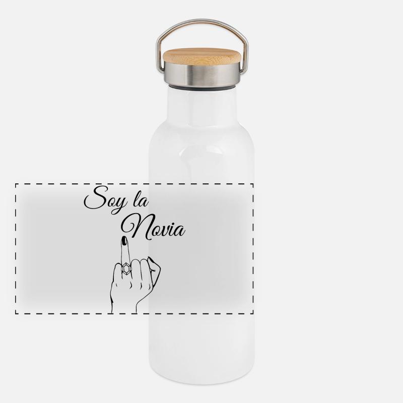 Ich bin die Abschiedsbraut Panorama Thermosflasche mit Bambusdeckel